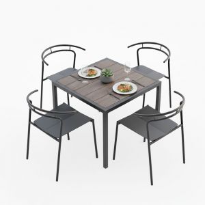 Combo bàn vuông gỗ nhựa và 4 ghế Verro sắt CBNT016 Combo bàn vuông gỗ nhựa và 4 ghế Verro sắt CBNT016