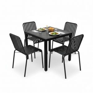 Combo bàn ăn UNO vuông và 4 ghế sắt BBA218 Combo bàn ăn UNO vuông và 4 ghế sắt BBA218