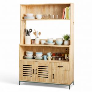 Kệ bếp đa năng 120x40x185cm gỗ cao su KB68071