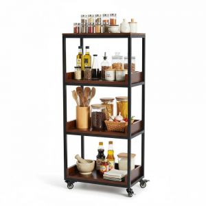 Kệ nhà bếp di động 50x30x120cm gỗ cao su KB68077