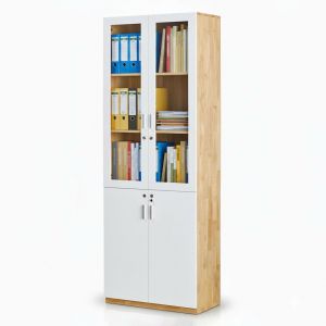 Tủ hồ sơ cửa kính có khóa 80x40x220cm gỗ cao su THS68012