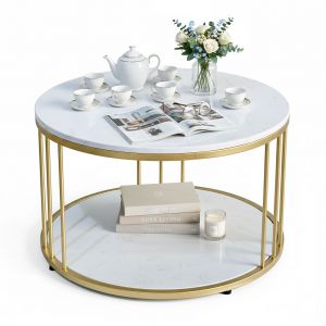 Bàn sofa tròn đk 60x60cm mặt đá vân mây TT68355