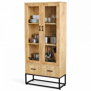 Tủ cửa kính 80x35x175cm gỗ cao su KB68080