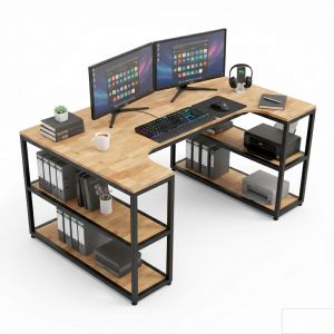 Bàn làm việc kết hợp 2 kệ sách 160x100cm gỗ cao su BD68167