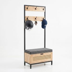 Kệ giày có băng ghế ngồi 70x37x170cm gỗ cao su KG68103