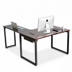 Bàn góc L có hộp điện 124x175cm gỗ tràm hệ Rectang HBRT125