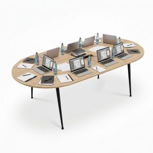 Bàn họp Oval 240x120cm gỗ plywood hệ CONE HBCO075