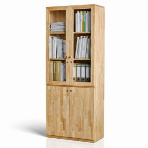 Tủ hồ sơ cửa kính có khóa 80x40x200cm gỗ cao su THS68093