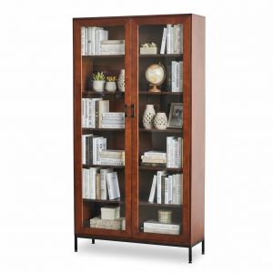 Tủ sách cửa kính 110x35x200cm gỗ cao su KS68353