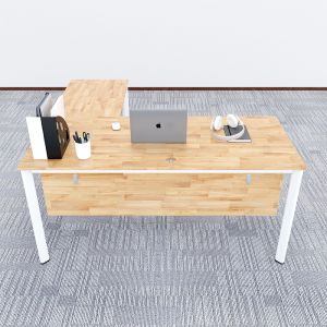 Bàn chữ L mặt bàn chính 160cm gỗ cao su hệ Oval HBOV017