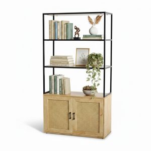 Kệ tủ trang trí 100x40cm gỗ cao su khung sắt KTT68050