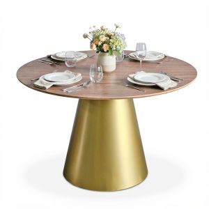 Bàn ăn tròn 120x120cm gỗ plywood chân sắt BA68297