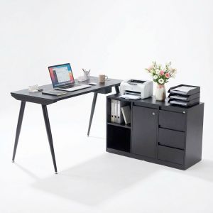 Bàn giám đốc có tủ 140x60cm gỗ cao su BGD68082