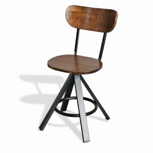 GCFSK46 - Ghế cafe gỗ chân sắt có lưng tựa