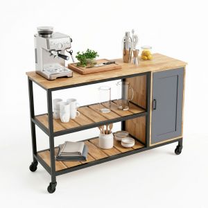 Kệ bếp di động 122x42x80cm gỗ cao su KB68086