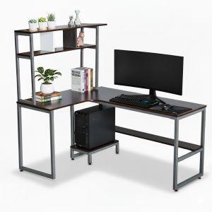 Bàn làm việc góc L 140x50x75cm gỗ cao su khung sắt CD68043