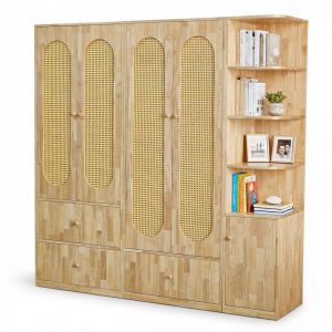 Hệ tủ quần áo 200x55x200cm gỗ cao su TQA68083