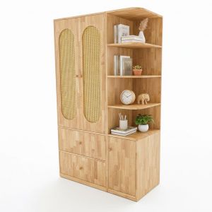 Tủ quần áo 120x55x200cm gỗ cao su TQA68079