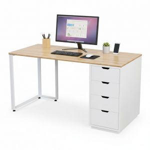 Bàn làm việc có tủ 140x60cm gỗ plywood kết hợp gỗ cao su BD68171