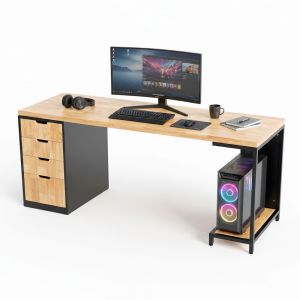 Bàn máy tính 180x60cm gỗ cao su chạy viền dày 34mm CD68044