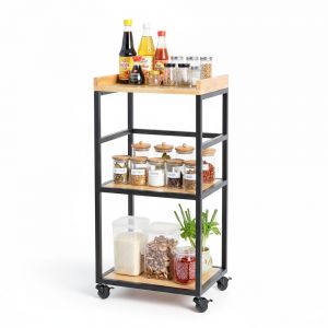 Kệ nhà bếp di động 42x35x86cm gỗ cao su KB68092