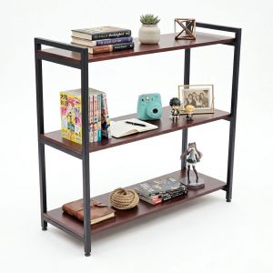 Kệ trang trí 3 tầng 100x40x100cm gỗ cao su khung sắt KS68358