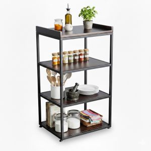 Kệ nhà bếp 4 tầng 55x45x90cm gõ cao su khung chân sắt KB68091