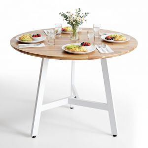 Bàn ăn tròn 100x100cm gỗ tràm chân sắt BA68306