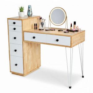 Bàn trang điểm chân tủ 110x50cm gỗ cao su BTD68081