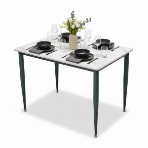 Bàn ăn 100x70cm mặt đá ceramic vân mây chân hệ CONE BA68305