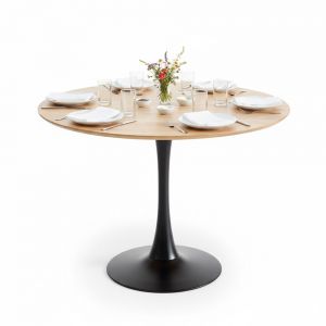 Bàn ăn tròn 100x100cm gỗ cao su chân Tulip BA68307