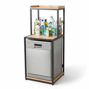 Kệ để máy rửa chén 66x60x150cm gỗ cao su KMRC003