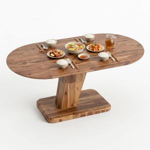 Bàn ăn Oval 160x70cm gỗ tràm BA68309