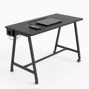 Bàn di động có hộp điện 120x60cm gỗ cao su hệ FOS FOS021