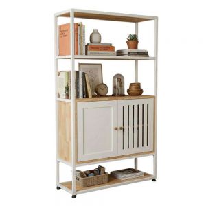 Kệ tủ trang trí 80x30x140cm gỗ cao su khung sắt KTT68068