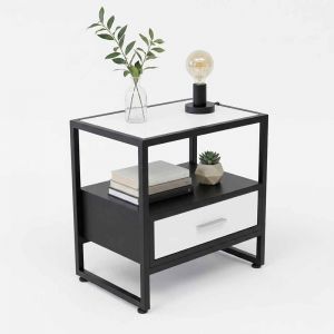 Tủ đầu giường 50x35x50cm gỗ cao su khung chân sắt TDG68072