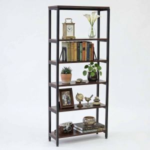 Kệ trang trí phòng khách 70x25x160cm gỗ cao su khung sắt KTT68073