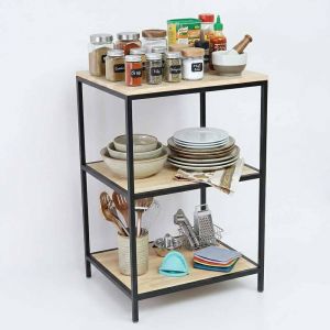 Kệ 3 tầng 60x50x100cm gỗ cao su khung sắt KB68098