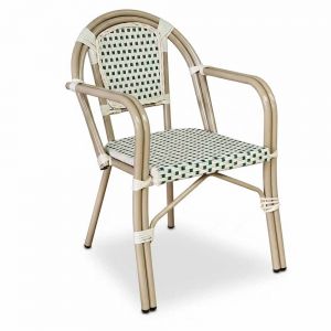 Ghế sắt đan mây nhựa có tay tựa GSK051