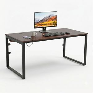 Bàn làm việc có hộp điện 160x80cm gỗ cao su HBRT132