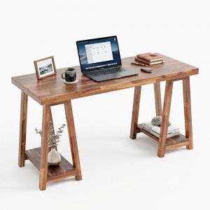 Bàn làm việc 140x60cm gỗ tràm kết hợp kệ để CPU BD68176