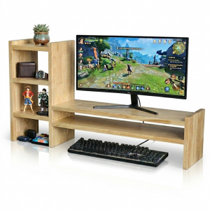 Kệ màn hình máy tính 100x20x43cm gỗ cao su MS68022