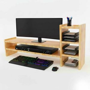 Kệ màn hình máy tính 100x20x43cm gỗ cao su MS68022