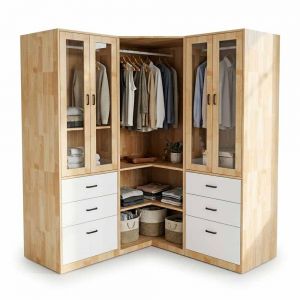 Tủ quần áo góc tường 160x60x160cm gỗ cao su TQA68091