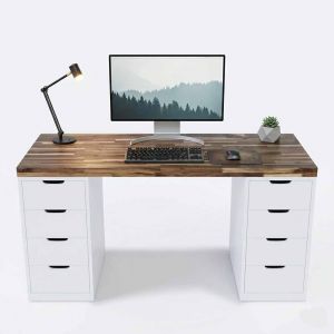 Bàn làm việc chân tủ 140x60cm gỗ tự nhiên BD68182