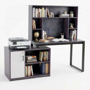 Bàn làm việc gác tủ 180x60x158cm gỗ cao su BD68185