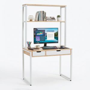 Bàn học liền kệ sách 100x60x180cm gỗ cao su FD68091