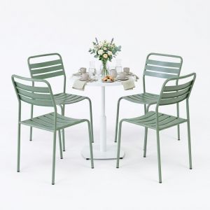 Combo bàn cafe tròn và 4 ghế cafe sắt CBCF357