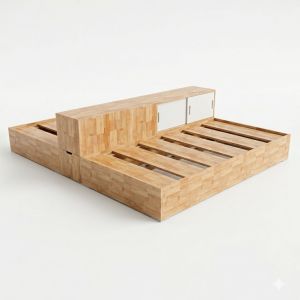 Giường ngủ đôi 245x204x63cm gỗ cao su GN68065