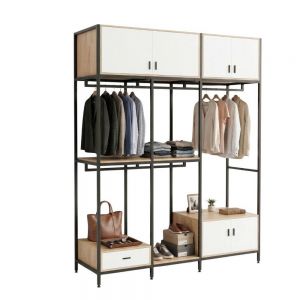 Kệ treo quần áo 200x60x250cm gỗ cao su TQA68089